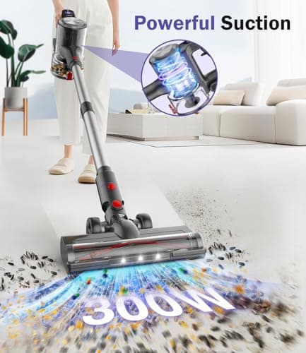Cordless Vacuum Cleaner, 40Kpa Vacuum Cleaners for Home, Stick Vacuum with 40Mins, Rechargeable Wall Mount, LED Display, Handheld Vacuum Cleaner for Pet Hair, Carpet, Hardwood Floor, A40