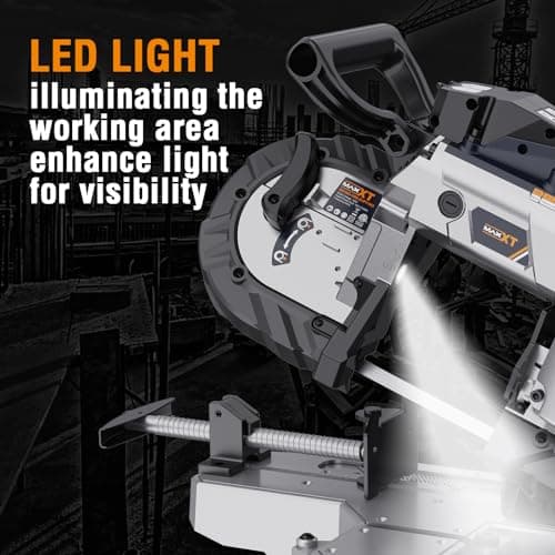 MAXXT Band Saw with Lightweight Aluminum Base, 10 Amp 5 Inch Deep Cut Bandsaw, Variable Speed Handheld Automatic Multipurpose Cut with Carrying Wheels Portable Metal Saw, Band Saws for Metal Wood