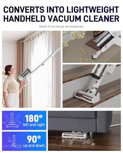 VCD2901 Wireless Handheld Vacuum Cleaner Hepa Filter, Cordless Stick vac Cleaners for Home & Apartment, Best Lightweight Vacuum for Hardwood Floors and Carpet pet Hair, White