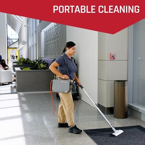 Hoover Commercial PORTAPOWER Lightweight Canister Vacuum Cleaner with Attachments, Portable Carriable Handheld Small Professional Grade Bagged, 8 Pounds, CH30000, Black