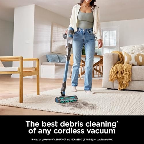 Shark PowerDetect Cordless Stick Vacuum, Powerful Suction, HEPA Filtration, Carpet & Hard Floor, Portable, Stick Vacuum for Pet Hair, Java Ice Blue, IP1255