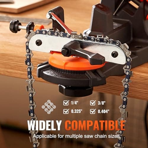 VEVOR Electric Chainsaw Sharpener, 140W Electric Saw Chain Blade Sharpener 5700RPM, Professional Bench Chain Saw Sharpening Tool with 3 Grinding Wheels Fit 0.25" to 0.404" Pitch Chains
