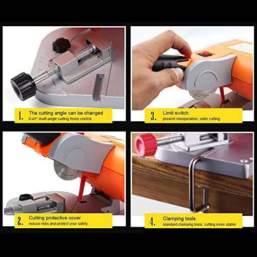 45° Miter Mini Benchtop Cut-Off Saw,Hobby Crafts Mini Cuts Wood Metal W/Clamping Tool,Adjustable Cutting Angle & 7800r/Min For Metal Wood Plastic.