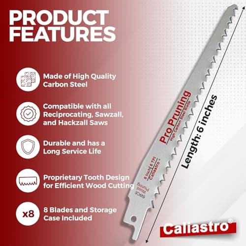 6-Inch Wood Cutting & Pruning Saw Blades for Reciprocating/Sawzall Saws - 8 Pack