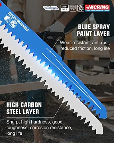 Wood Pruning Reciprocating Saw Blades 9 Inch Sawzall Blades for Trees High Carbon Steel Pruning Blade for Reciprocating Saw (5 Pack/5TPI)