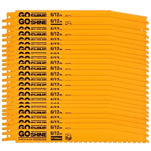25 Pack 9 in 6/12TPI Reciprocating Saw Blades,Stud and Nail sawzall Blades, 9" High-Strength Bi-Metal sawzall Blades for Wood and Nail-Embedded Wood, Small Branches, Pallets,PVC Pipe