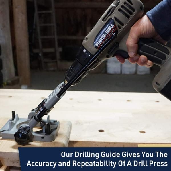 Kings County Tool Portable Drill Guide Jig | Convert Hand Drilling to Drill Press | Bore Up To 45-Degree Angles | 3/8-Inch Shaft and Chuck | 5-Degree Increments | Depth Stop Included