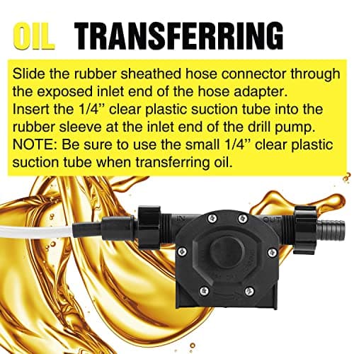 Self-Priming Mini Hand Water Transfer Drill Pump Kit with Water Hose & Oil Hose for Home Water Oil Fluid Transfer
