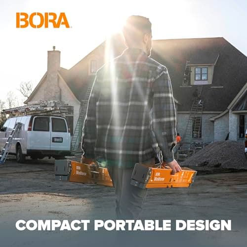 BORA Workhorse Saw Horses 2 Pack Folding Heavy Duty Sawhorse Pair - Heavy Duty Saw Horse for Contractors Portable Workbench - PM-3330T