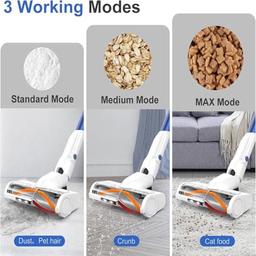 whall Cordless Vacuum Cleaner, Upgraded Strong Suction Brushless Motor Cordless Stick Vacuum Cleaner,Lightweight Handheld Vacuum for Home Pet Hair Carpet Hard Floor,up to 55mins Runtime,White