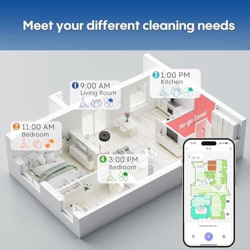 Robot Vacuum and Mop with Mapping, 5000Pa Robotic Vacuums with LiDAR Navigation,No-Go Zones,Wi-Fi/App/Alexa Control, Self-Recharging Vacuum Robot for Pet Hair,Hard Floor,Carpet