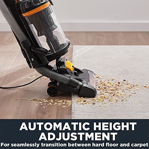 Eureka Powerful Upright Vacuum Cleaner for Carpet and Floor, Household Upright Vacuum Cleaner for Home Pets, Bagless Lightweight Upright Vacuum, MaxSwivel Pro NEU350 with Pet Tool, Yellow