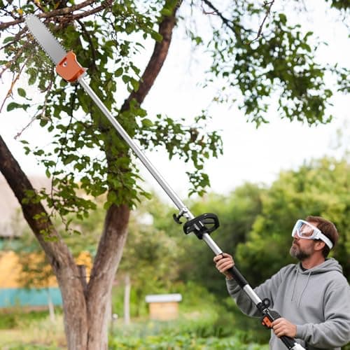 48CC Gas Powered Pole Saw 2-Cycle Engine,16FT Adjustable Extension Pole Chainsaw for Tree Trimming & Pruning,Lightweight Design,Professional Landscaping Tool (Gas Pole Saw)