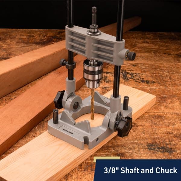 Kings County Tool Portable Drill Guide Jig | Convert Hand Drilling to Drill Press | Bore Up To 45-Degree Angles | 3/8-Inch Shaft and Chuck | 5-Degree Increments | Depth Stop Included