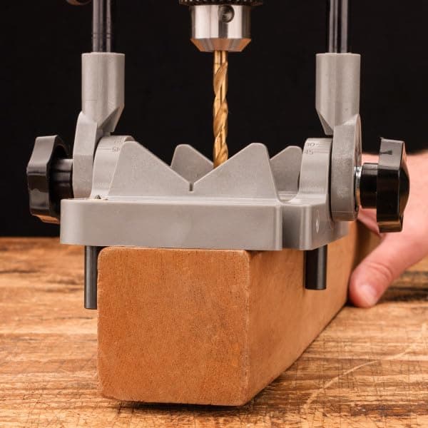 Kings County Tool Portable Drill Guide Jig | Convert Hand Drilling to Drill Press | Bore Up To 45-Degree Angles | 3/8-Inch Shaft and Chuck | 5-Degree Increments | Depth Stop Included