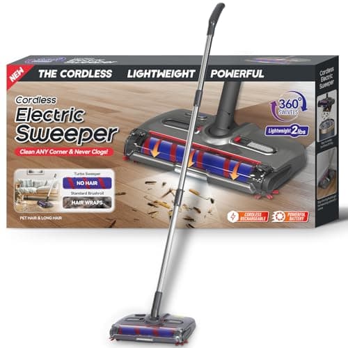 Cordless Sweeper, Cordless Electric Sweeper Rechargeable Cordless Sweeper, 360 Direction, Hard Floor Sweeper Roller Sweeper for Home Crumbs,Kitchen, pet Hair,and Floor Cleaning