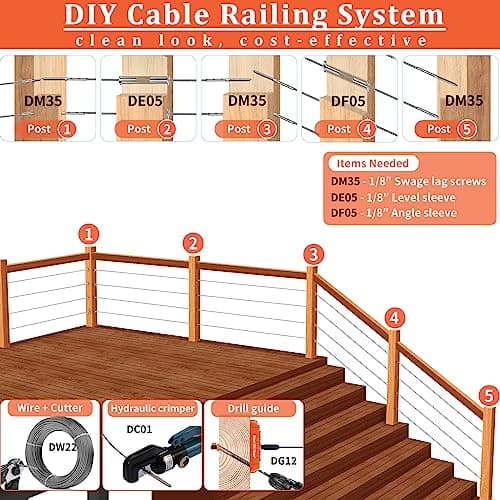 Steel DN Mate Aluminum Drill Guide, 30 45 90 Degree Angle 4 Sizes for Cable Railing Lag Screw Wood Post, Drill Hole Guide Jig for Angled/Straight Holes for Deck Cable Stair Handrail DG12