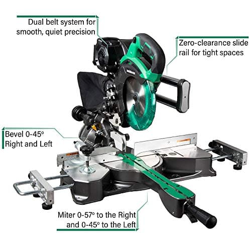 Metabo HPT 36V MultiVolt™ Pro Sliding Miter Saw | 7-1/4-Inch Blade | Dual Bevel | Tool Only - No Battery | Extreme Precision | Highly Accurate | C3607DRAQ4
