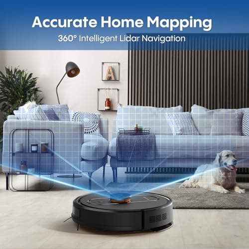 Robot Vacuum and Mop with Mapping, 5000Pa Robotic Vacuums with LiDAR Navigation,No-Go Zones,Wi-Fi/App/Alexa Control, Self-Recharging Vacuum Robot for Pet Hair,Hard Floor,Carpet