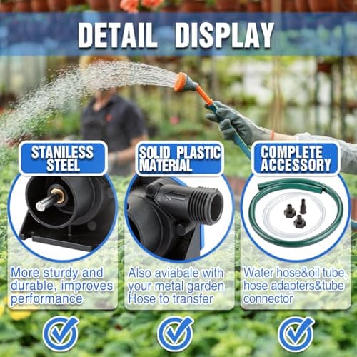 Portable Self Priming Mini Hand Drill Water Transfer Pump Kit with Suction and Discharge Hose for Water Oil Fluid Transfer