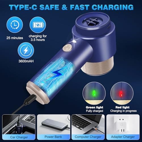 Handheld Car Vacuum Cleaner Rechargeable Mini Vacuum Cleaner with Led 4-in-1 Aspiradora para Carro High Power Hand Held Vacuum Portable Cordless for Car, Home, Pet, Office（Blue）