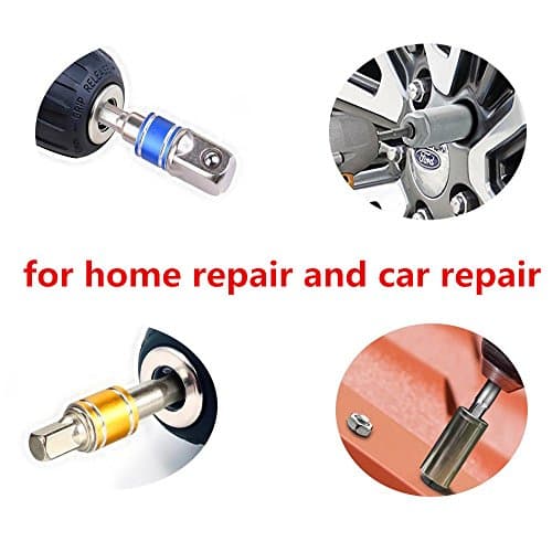 Impact Grade Socket Adapter/Extension Set Turns Power Drill Into High Speed Nut Driver,1/4-Inch Hex Shank to Drive for Adapters to Use with Drill Chucks, Sizes 1/4" 3/8" 1/2", Cr-V, 3-Piece