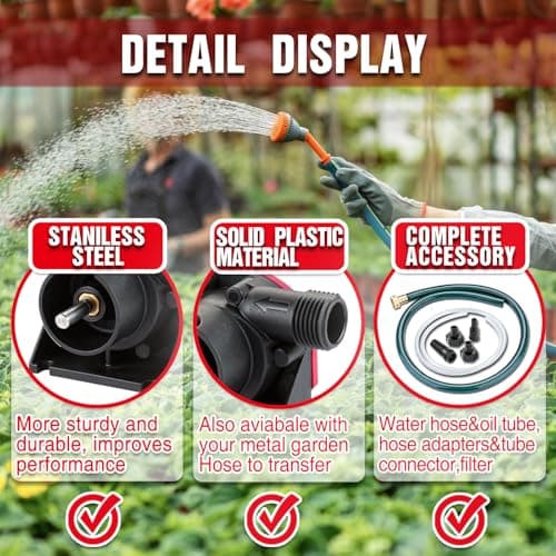 Portable Self Priming Mini Hand Drill Water Transfer Pump Kit with Suction and Discharge Hose for Water Oil Fluid Transfer