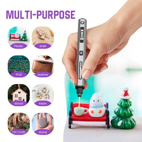 AM ARROWMAX Mini Drill Pen, 5-Speed, LED Lights, OLED Display, Aluminium Box, Resin Drill Set With 10 Small Bits, 3/32-Inch Shank, For Jewelry Making, Wood, Plastic