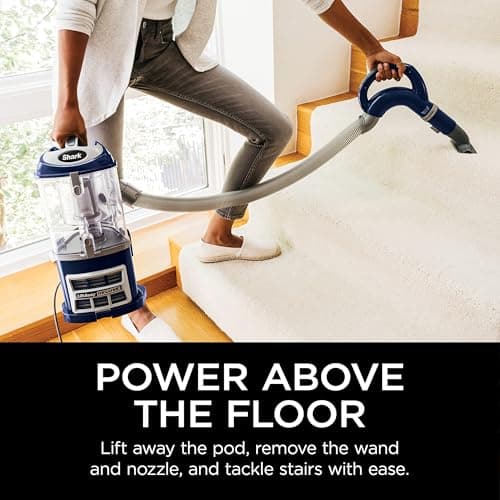 Shark Upright Vacuum, Navigator Lift-Away Deluxe with Large Dust Cup Capacity, HEPA Filter, Swivel Steering, Upholstery Tool & Crevice Tool, Blue, NV360