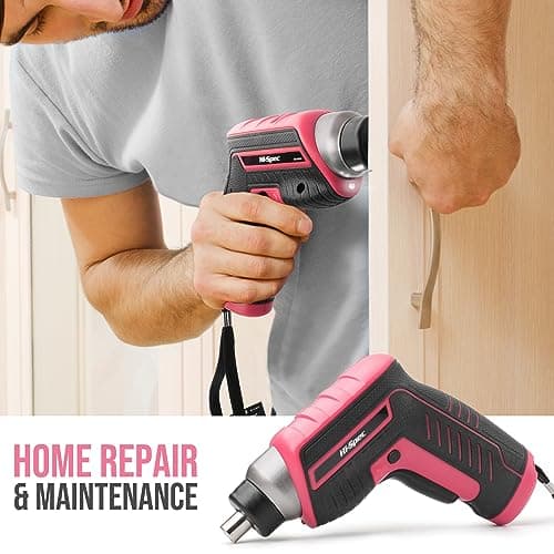 Hi-Spec 35pc Pink Tool Kit with 3.6V USB Electric Screwdriver and Drill Set. Complete Women Tool Set