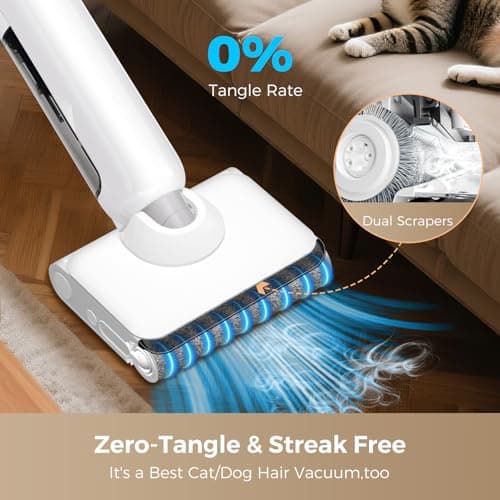 Smart Wet Dry Vacuum Cleaner,Cordless Vacuum Mop Combo with Edge Cleaning,All-in-One Floor Cleaner for Hard Floors,Self-Cleaning,35mins Runtime,LED Display,Voice Prompts