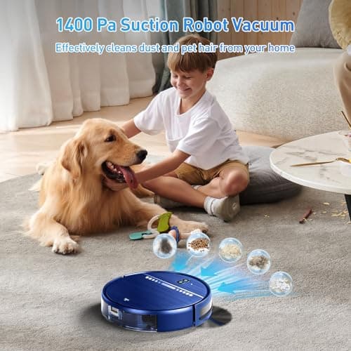 Robot Vacuum and Mop Combo, 2-in-1 Mopping Robot Vacuum Cleaner with 2300Pa Suction, 2.87'' Slim Design, Wi-Fi/App/Voice Control, 3D Obstacle Avoidance&Self-Charging for Hard Floors, Carpets, Pet Hair