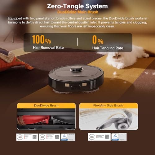 roborock Qrevo S5V Robot Vacuum Cleaner, 12,000Pa Suction, Dual Anti-Tangle Brushes, Smart Obstacle Avoidance, Dual Liftable Spinning Mops, Auto Mop Washing, Self Drying, Self-Emptying & Refilling