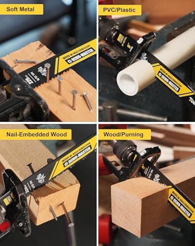 TOLESA 9 Inch 6/12 TPI Reciprocating Saw Blades for Wood and Nail-Embedded Wood Demolition, 25 Pack Bi-Metal Reciprocating Saw Blade for Fast & Smooth Cutting