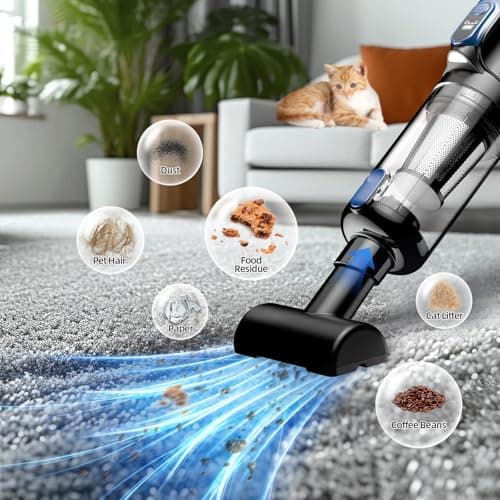 Car Vacuum Portable Cordless, 18000Pa 2 in 1 Cleaner&Air Duster, 130W Brushless Motor Handheld Vacuum Cordless with 7800mAh Battery, LED Light, Multi-Nozzles for Car, Home, Office, Pet