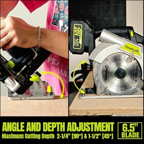 20V Cordless Circular Saw with 6-1/2-Inch Blade, 5600Rpm Brushless Battery Circular Saw with LED Light & Red Beam Guide & Battery and Charger (4.0Ah)