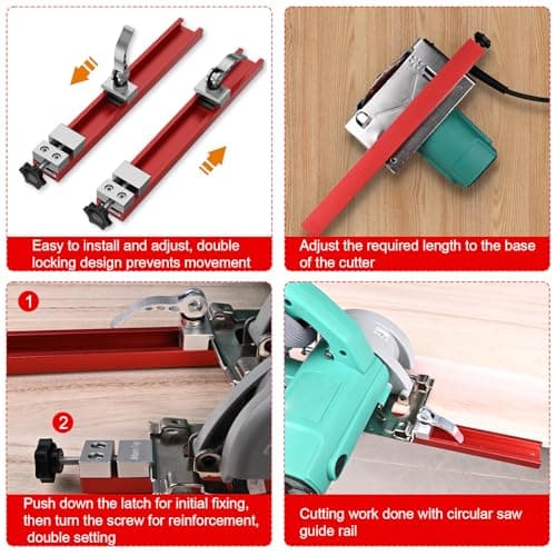 Circular Saw Guide Rail Fits 12" Saw Base, Aluminum Adjustable Cutting Machine Base Guide for Woodworking, Electric Circular Guide Specially Designed for Precision Cutting and Milling Tasks