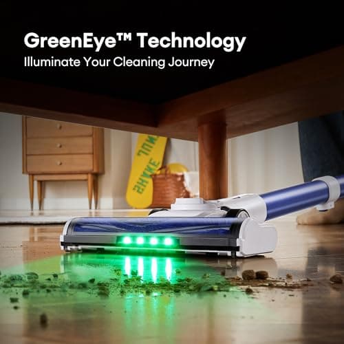 Ultenic Cordless Vacuum Cleaner, 45KPa 500W Motor Stick Vacuum Rechargable,Green Light for Dust Detection, Self Standing Design with 1L Dust Cup, Stick Vacuum for Home, Pet Hair, Hardwood Floors