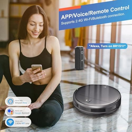MAMNV Robot Vacuum and Mop Combo, WiFi/App, Robotic Vacuum Cleaner with Schedule, 2 in 1 Mopping Robot Vacuum with Watertank and Dustbin, Self-Charging, Slim, Ideal for Hard Floor, Pet Hair, Carpet
