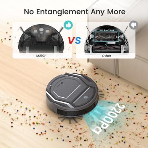 Lefant M210 Pro Robot Vacuum, Slim & Quiet, 3 Adjustable Suction Levels, 120 Min Runtime, Freemove 3.0, WiFi/App/Alexa, 6 Modes for Pet Hair, Hard Floors & Low Carpets, Self-Charging, Gray