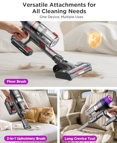 Cordless Stick Vacuum Cleaner - 550W Powerful Cordless Vacuum with HEPA Filter, Up to 50min Runtime & Tangle-Free Lightweight & Detachable Battery for Pet Hair Carpet Hardwood Floor Cleaning