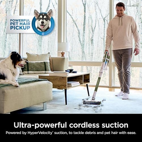 Shark PowerPro Flex Pet Plus Cordless Vacuum, FloorDetect Technology, MultiFLEX Wand, HEPA Filter, for Carpets & Hard Floors, Up to 50-Minute Runtime, Powerful Pet Hair Pickup, Olive, IZ387H