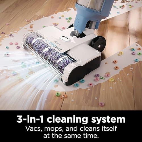 Shark WD201 HydroVac Cordless Pro XL 3-in-1 Vacuum, Mop & Self-Cleaning System with Brushroll for Multi-Surface, Hardwood, Tile, Marble & Area Rugs, Pure Water (Renewed), .38 Qt. Capacity, Blue