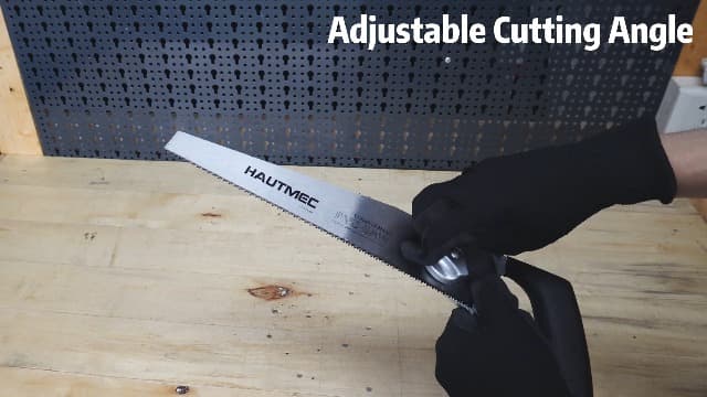 HAUTMEC Heavy Duty 11-Inch PVC/ABS Pipe Saw And General Purpose Hand saw, Adjustable Cutting Angle, For Cutting Pipe In Tight Spaces, for Trimming, Gardening, Wood, Drywall, And Plastic HT0027-SA