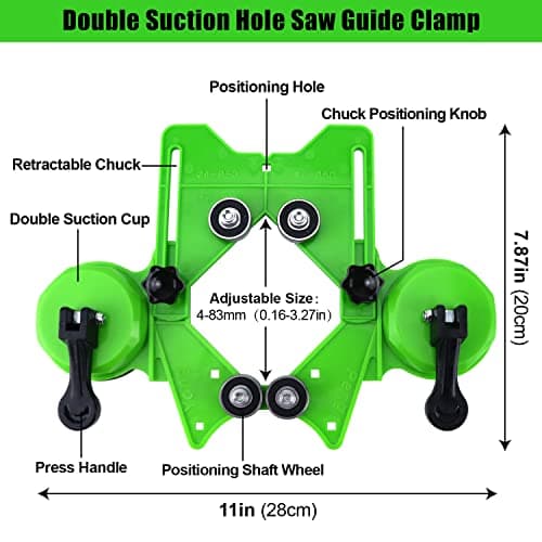 Diamond Hole Saw Kit 17PCS Tile Drill Bits Sets with Double Suction Cups Hole Saw Guide Jig Fixture from 6 mm-50 mm Hollow Drill Hole Saw Set for Ceramic, Glass, Tile, Porcelain, Marble, Granite