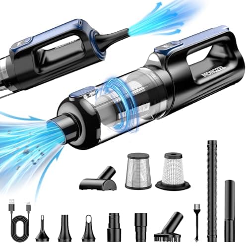 Car Vacuum Portable Cordless, 18000Pa 2 in 1 Cleaner&Air Duster, 130W Brushless Motor Handheld Vacuum Cordless with 7800mAh Battery, LED Light, Multi-Nozzles for Car, Home, Office, Pet