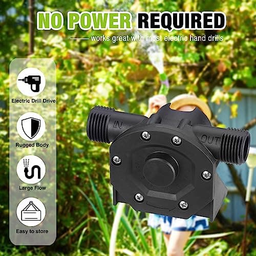 Self-Priming Mini Hand Water Transfer Drill Pump Kit with Water Hose & Oil Hose for Home Water Oil Fluid Transfer