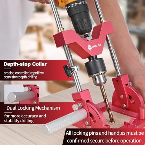Portable Drill Guide for Straight Holes, Heavy-Duty 0° to 60° Angle Drilling Guide, Drill Press Adapter for Hand Drill, Precision Adjustable Drill Jig Attachment with 1/2" Chuck