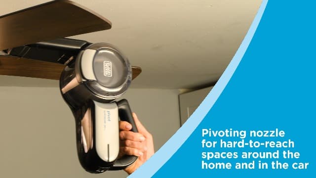 BLACK+DECKER dustbuster PIVOT VAC Cordless Handheld Vacuum, Home and Car Vacuum with Crevice Tool and Pivot Nozzle (BDH2000PL)