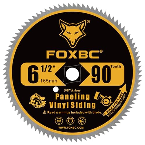 FOXBC 6-1/2 Inch 90 Tooth Circular Saw Blade for Paneling and Vinyl Siding Wood Cutting with 5/8-Inch Diamond Arbor